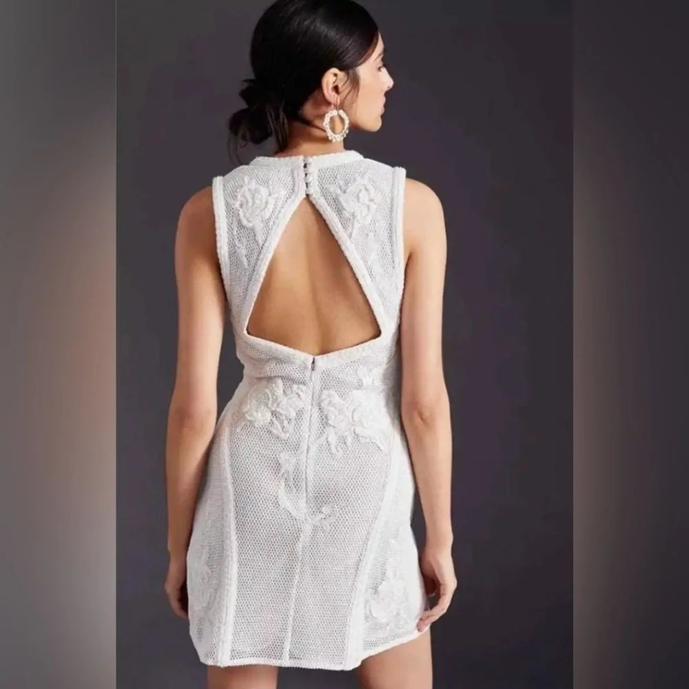 Anthropologie Not So Serious by Pallavi Mohan Deep-V Beaded Mini Dress - Picture 1 of 9